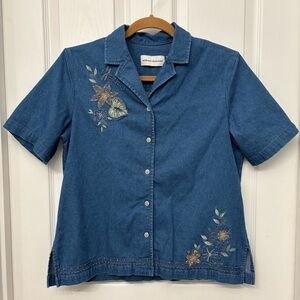 Alfred Dunner Embroidered Denim Top | Size 12